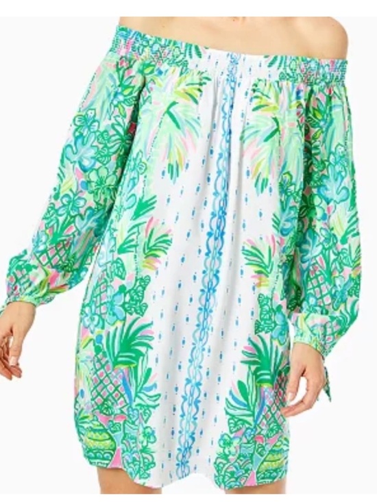Lilly Pulitzer Dresses & Skirts - Lilly Pulitzer Resort White Maryellen Coconut Row Off The Shoulder mini Dress L